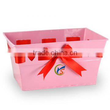 Medium rectangular heart design metal chrismas decor metal bucket