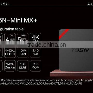 Free Downloaded Flash Media Player Kodi 16.1 T95N Mini Mx+ 4K S905 1G 8G Quad Core KODI 16.1 Android 5.1 tv Box