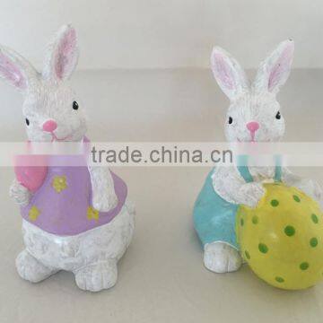 Cute Easter Poly Resin Rabbit with eggs decoration for home gifts