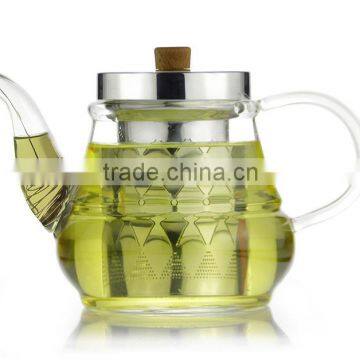 borosilicate glass stainless steel teapot with strainer