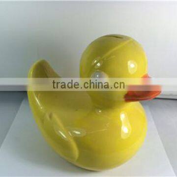 ceramic color glazed duck shape piggy bank with yellow