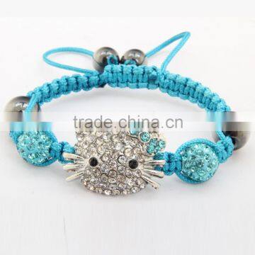 2014 new coming hello kitty shamballa high quality handmade bracelet