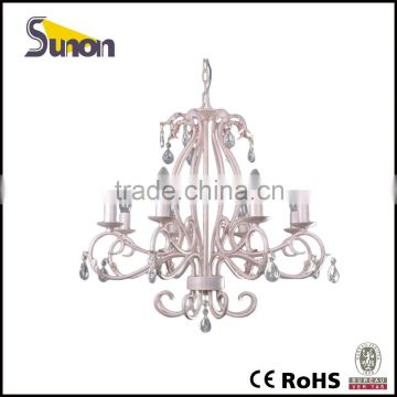 SD0939/8 Pink Wrought Iron Chandelier/Crystal Chandelier/Deractive Gril Room Hanging Lighting