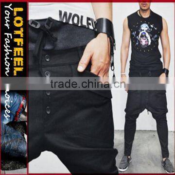 Double-layered Mix Drop Crotch Baggy Pants (LOTG079)