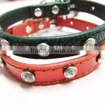 Customized Dorable Leather Dog Collar, PU Dog Collar With Metal Decoration