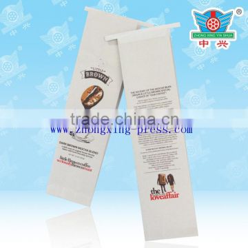 Customized printed side gusset coffee packing bag with valve and tin tie