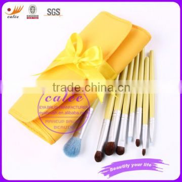 EYA 8pcs wooden handle make up brush set nylon hair