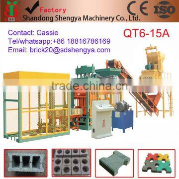 Shengya QT6-15a Automatically concrete hollow block,paver making product machinery