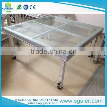 low price 1.22*1.22m*0.3m Glass stage for event only 82 usd /sqm