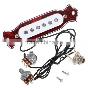 Red Chelonian Shell Sound Hole Magnetic Pickup for Folk Acoustic Electric Guitar