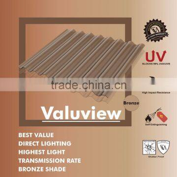 Extruded Color Corrugated plastic polycarbonate roofing Sheet (Valuview Bronze ROMA)