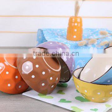 5'' dot printing ceramic bowl , promotion dot printing bowl