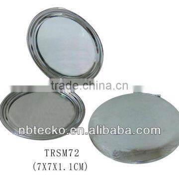 Stainless steel round shape pocket mirror foldable make up mirror