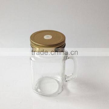 16oz Empty Glass Jar With Metal Golden Copper Cap photo-2