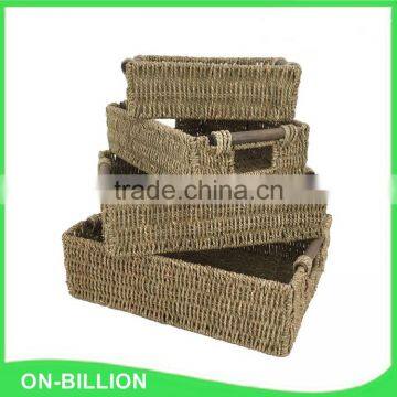 Set 4 eco friendly household sundries storage seagrass weave basket for storage