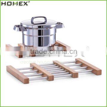 Folding Antique Bamboo Extensible Cooking Trivet/Homex_FSC/BSCI Factory