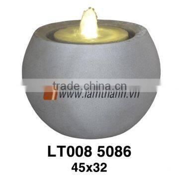 Vietnam Wholesale Round Grey Water Fountain Jar With Led Candle