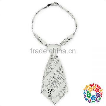 Black White Bunny Printed Polyester Baby Necktie Adjustable Boys Neckties photo-2