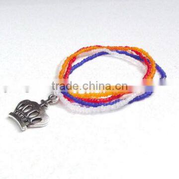 Hot new bestselling product wholesale alibaba World Cup Soccer Dutch Flag Charm Bracelet Four Beaded Bracelets made in China