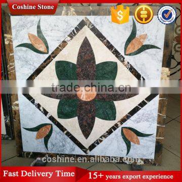 Flower design Mixed color White Gray marble waterjet tile