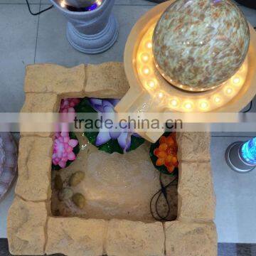 LED Yellow Light Color Resin and Sandstone Fountain With Ball