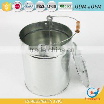 Galvanized bucket metal rubbish bin