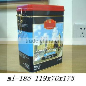 Tin Tea Box with Metal Clip