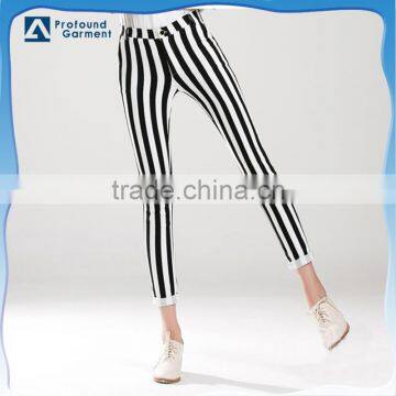 women striped pants fashion women skinny pants black white