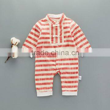 Chinese Style Baby Clothes Boy Cotton Striped Evening Jumpsuits for 0-2 Years Old Baby photo-2