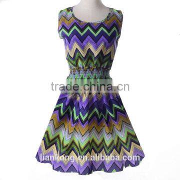 Hot Sell New Korean Style Women Clothing Bohemian Floral Sleeveless Vest Printed Beach Chiffon Dress Bohemian Style Clothing photo-5