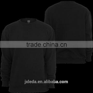 Pullover plain sweater men, high quality black custom crewneck sweatshirt