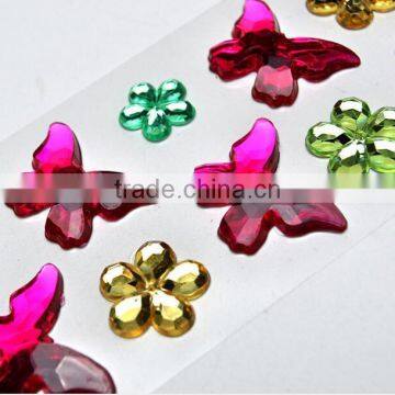 Top Selling Strong Sticky Pink Butterfly/Snowflake Shape Adhesive Rhinestone Stickers Manufacturer photo-2