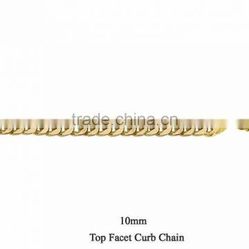 10 MM Gold Plated Top Facet Curb Chain