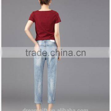 2016 New Fashion Blue Jeans Ms. Slim Female Jeans Female Beggar Hole Stretch Pencil Pants photo-2