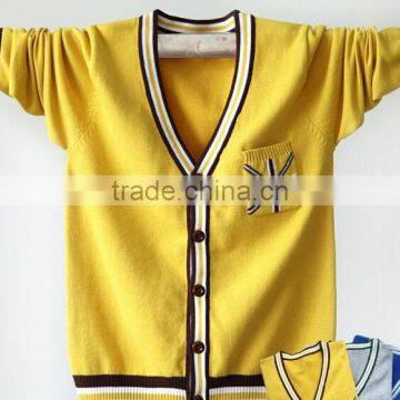 Wholesale Custom OEM Kids Plain Knitting Children Baby Unisex Boys Shcool Cardigan photo-3