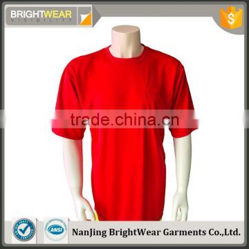 100% polyester simple basic chest pocket custom T-shirt