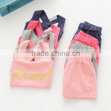 Summer Girls Printing Tank Top and Shorts Cotton Casual Kids Clothing Sets photo-2
