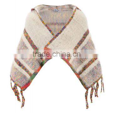 Fashionable Girl Knitting Poncho With Hat Sweater photo-2