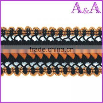 Black Dry Wedding Dress Decorative Trim Materials Fabric Chemical Embroidery With Beads Cord Guipure Bobbin Lace photo-3