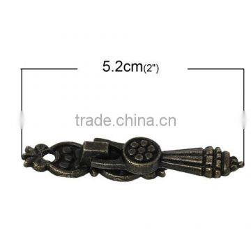 Antique Bronze Flower Jewelry Wooden Box Pull Handle Drawer Knobs photo-3