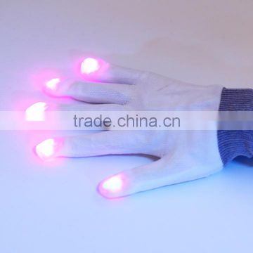 High Quality 1pair white 7 Mode LED Gloves Rave Light Finger Lighting Flashing Glow Mittens