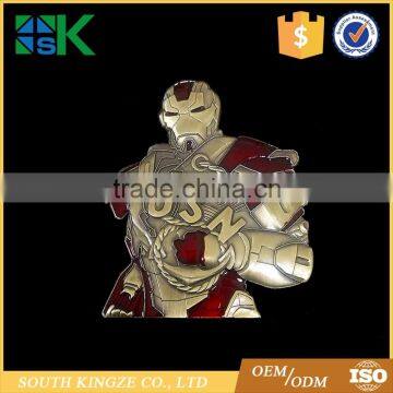 3D Engraved casting USN Iron man shaped challenge coin design with serial number