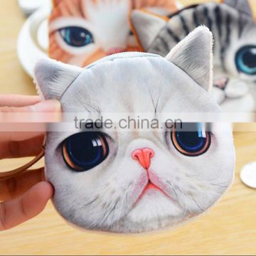 Hot Sale Plush Animal Cartoon 3D Cat / Dog Face Bag Coin Change Purse Case Wallet Change Pocket photo-3