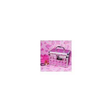 Professional Aluminum Cosmetic Train Cases For Makeup , Butterfly Pink