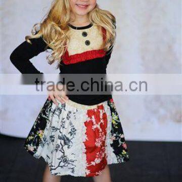 Fall and Winter Floral Lace Ruffle Handmade Children Wholesale Clothing photo-2