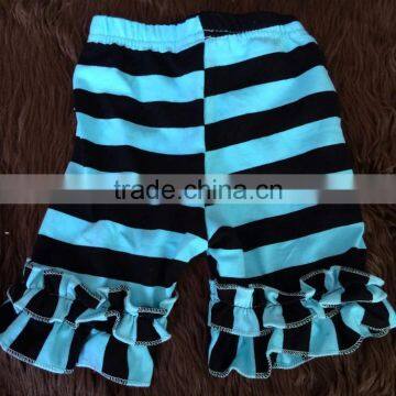 Wholesale 2015 popular blue stripe elasticity knitted cotton children ruffle shorts MH5051316