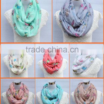 new loop scarf wholesale fashion owl pattern infinity scarf A070325