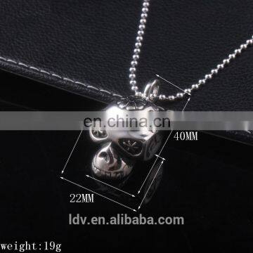 Latest Design Simple Skull Shaped Stainless Steel Pendant Necklace Carven Flower Jewelry photo-2