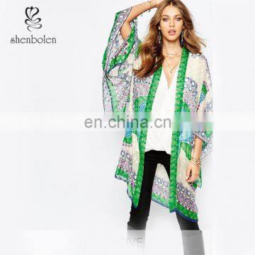 Wholesale Maxi Silk Kimono Robes In Peacock from Dongguan Clothing Manufacturers