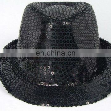 Black sequin fedora 10" hat